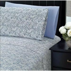 Charisma Microfiber Blue Paisley Queen 6 Piece